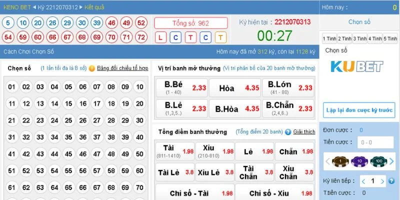 Không khó để người chơi có thể tham gia ván cược Keno xổ số Kubet.